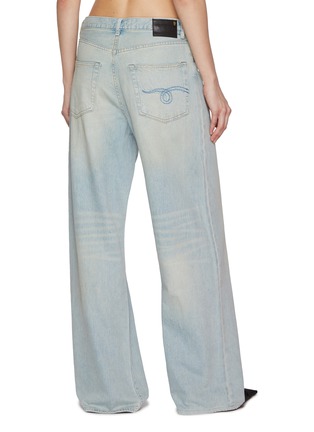 Back View - Click To Enlarge - R13 - Damon Pleated Wide Leg Light Wash Jeans