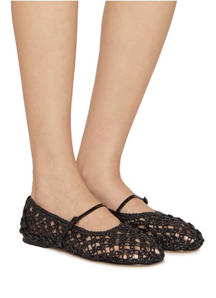 Figure View - Click To Enlarge - DEAR FRANCES - Balla Weave Leather Mary Jane Flats