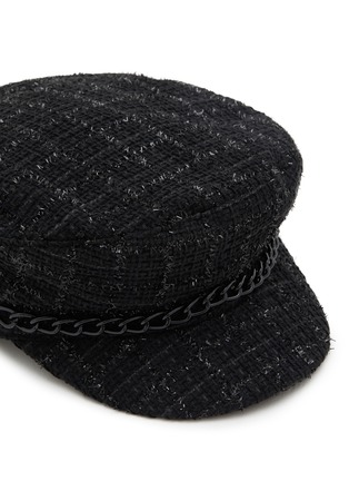 Detail View - Click To Enlarge - EUGENIA KIM - Marina Metallic Tweed Marine Cap