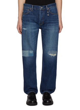 Main View - Click To Enlarge - FDMTL - Knee Patch Cotton Straight Leg Jeans