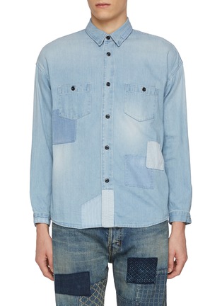 Main View - Click To Enlarge - FDMTL - Chest Pocket Patchwork Denim Shirt