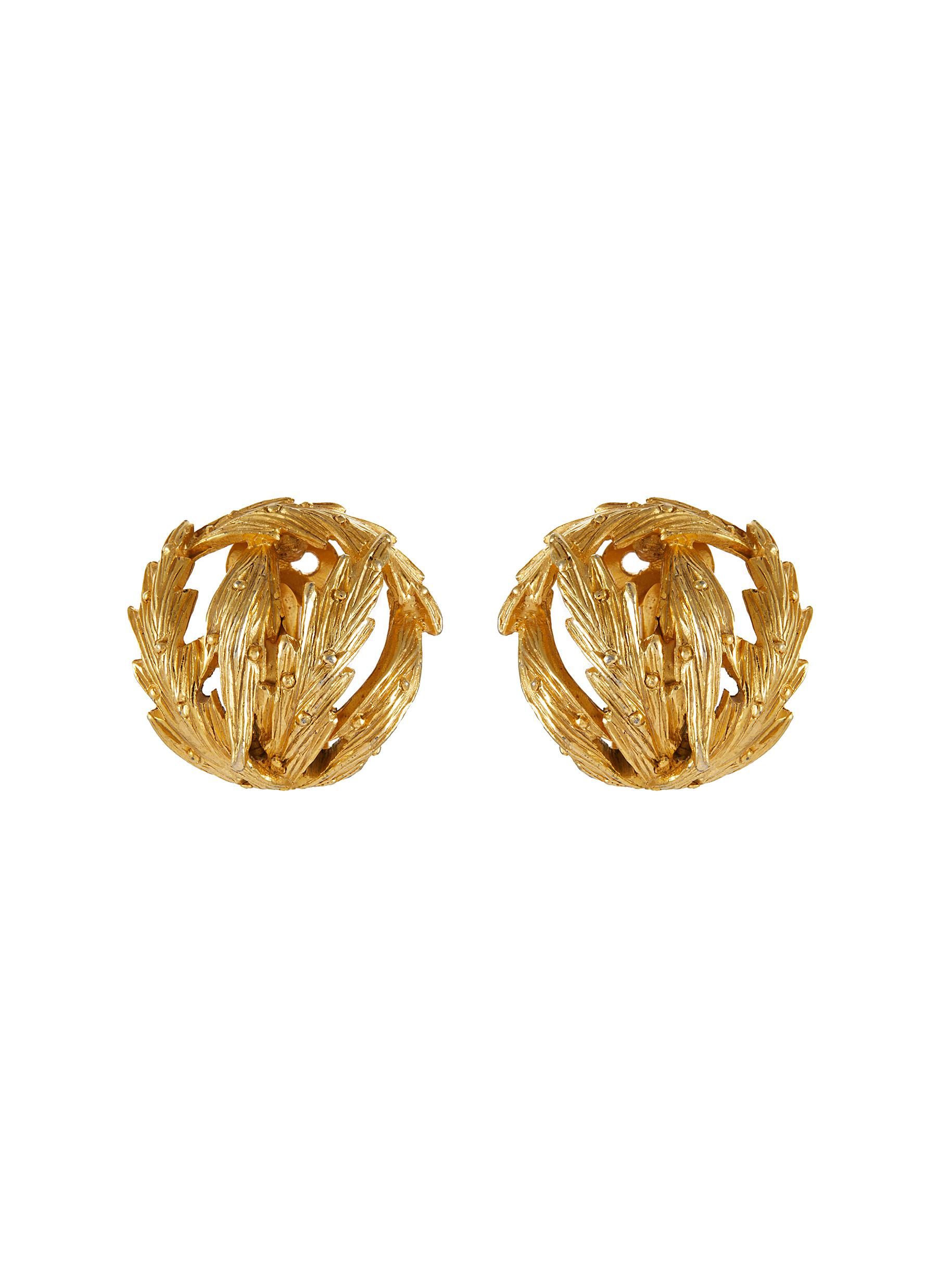LANE CRAWFORD VINTAGE ACCESSORIES Castlecliff Gold Toned Plant Shaped Earrings Women Lane Crawford Shop Designer Brands Online