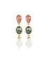 Main View - Click To Enlarge - LANE CRAWFORD VINTAGE ACCESSORIES - TJG Gold Toned Faux Pearl Foiled Stones Dangling Earrings