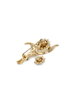 Detail View - Click To Enlarge - LANE CRAWFORD VINTAGE ACCESSORIES - Gold Toned Blue Diamante Flower Brooch