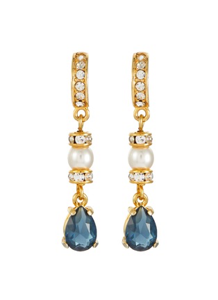 Main View - Click To Enlarge - LANE CRAWFORD VINTAGE ACCESSORIES - Unsigned Gold Toned Diamante Faux Pearls Dangling Earrings
