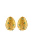 Main View - Click To Enlarge - LANE CRAWFORD VINTAGE ACCESSORIES - Castlecliff Gold Toned Inlaid Faux Turquoise Earrings