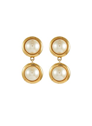Main View - Click To Enlarge - LANE CRAWFORD VINTAGE ACCESSORIES - Kenneth Jay Lane Gold Toned Faux Pearl Clip On Earrings