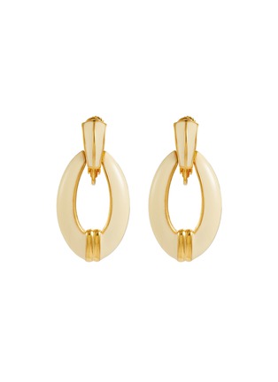 Main View - Click To Enlarge - LANE CRAWFORD VINTAGE ACCESSORIES - Napier Enamel Gold Toned Oval Hoop Clip On Earrings