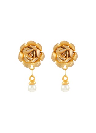 Main View - Click To Enlarge - LANE CRAWFORD VINTAGE ACCESSORIES - Xeya Gold Toned Flower Faux Pearl Clip On Earrings