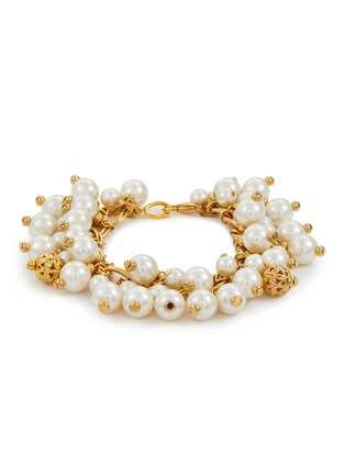Main View - Click To Enlarge - LANE CRAWFORD VINTAGE ACCESSORIES - Joan Rivers Gold Toned Dangling Faux Pearls Bracelet
