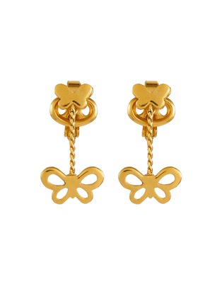 Main View - Click To Enlarge - LANE CRAWFORD VINTAGE ACCESSORIES - Trifari Gold Toned Butterfly Clip On Earrings