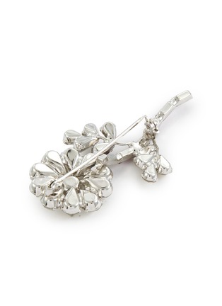 Detail View - Click To Enlarge - LANE CRAWFORD VINTAGE ACCESSORIES - Unsigned Silver Toned Red Baguette Clear Daimante Flower Brooch