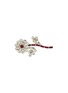 Main View - Click To Enlarge - LANE CRAWFORD VINTAGE ACCESSORIES - Unsigned Silver Toned Red Baguette Clear Daimante Flower Brooch