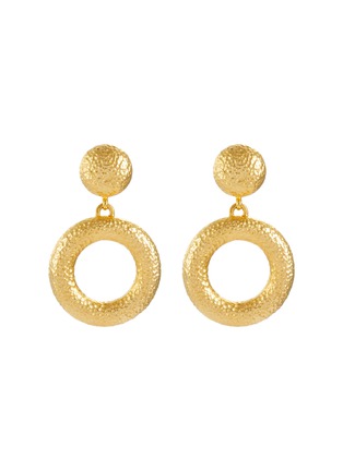 Main View - Click To Enlarge - LANE CRAWFORD VINTAGE ACCESSORIES - Ben Amun Gold Toned Front Facing Hoop Clip On Earrings