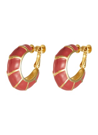 Main View - Click To Enlarge - LANE CRAWFORD VINTAGE ACCESSORIES - Napier Enamel Gold Toned Oval Hoop Clip On Earrings