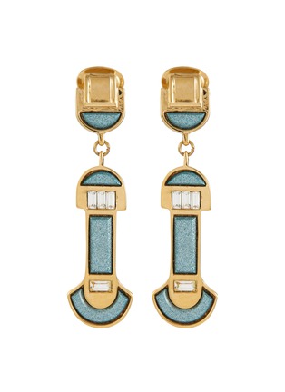 Main View - Click To Enlarge - LANE CRAWFORD VINTAGE ACCESSORIES - Il Thorda Enamel And Crystal Gold Toned Clip On Earrings