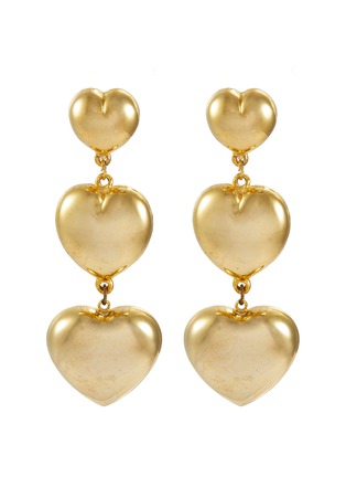 Main View - Click To Enlarge - LANE CRAWFORD VINTAGE ACCESSORIES - Gold Toned Puffy Hearts Clip On Earrings