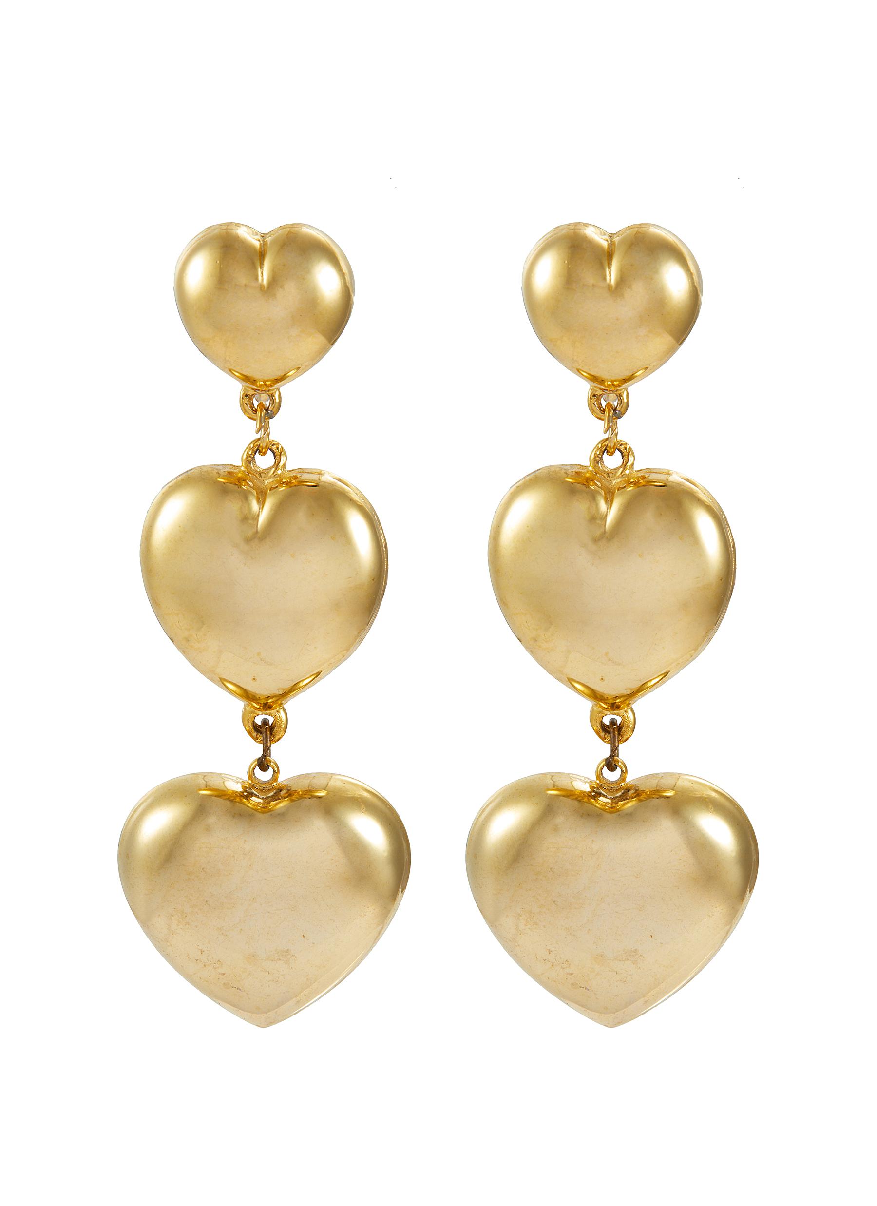 LANE CRAWFORD VINTAGE ACCESSORIES | Gold Toned Puffy Hearts