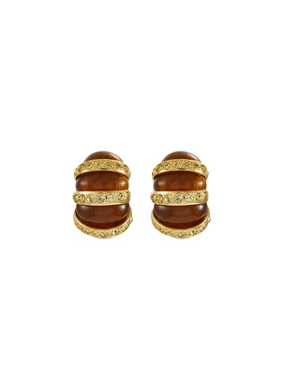 Main View - Click To Enlarge - LANE CRAWFORD VINTAGE ACCESSORIES - Replica Italy Crystal And Resin Gold Toned Clip On Earrings