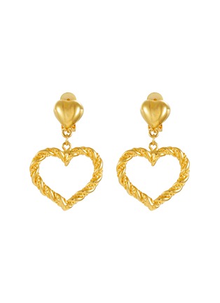 Main View - Click To Enlarge - LANE CRAWFORD VINTAGE ACCESSORIES - Unsigned Gold-Toned Heart Clip On Earrings