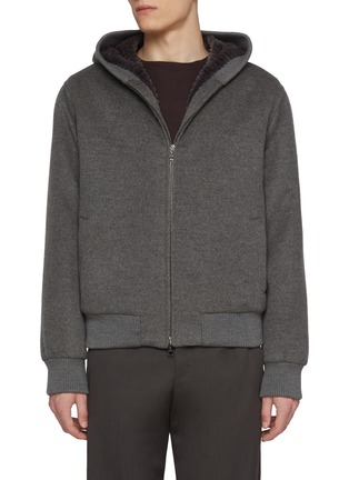 Main View - Click To Enlarge - FABIO GAVAZZI - Zip up Hooded Cashmere Mink Bomber Jacket