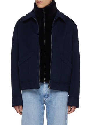 Main View - Click To Enlarge - FABIO GAVAZZI - Zip up Cashmere Plucked Mink Bib Bomber Jacket