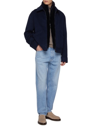 Figure View - Click To Enlarge - FABIO GAVAZZI - Zip up Cashmere Plucked Mink Bib Bomber Jacket