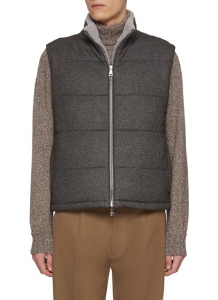 Main View - Click To Enlarge - FABIO GAVAZZI - Zip Up Reversible Cashmere Jersey Plucked Mink Vest