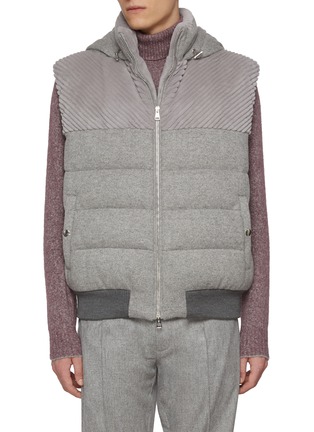 Main View - Click To Enlarge - FABIO GAVAZZI - Zip up Padded Cashmere Jersey Mink Vest