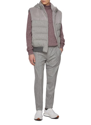 Figure View - Click To Enlarge - FABIO GAVAZZI - Zip up Padded Cashmere Jersey Mink Vest