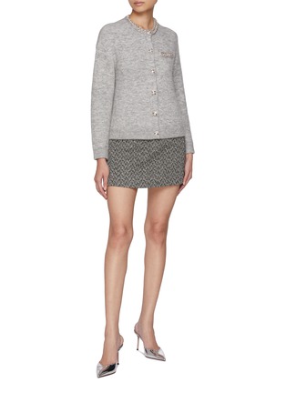 Figure View - Click To Enlarge - SELF-PORTRAIT - Crystal Embellished Herringbone Mini Skirt