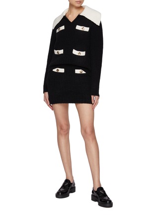 Figure View - Click To Enlarge - SELF-PORTRAIT - Contast Trim Knit Skirt