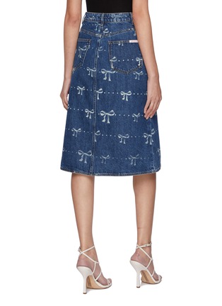 Back View - Click To Enlarge - SELF-PORTRAIT - Bow Print Denim Midi Skirt