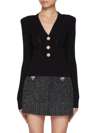 Main View - Click To Enlarge - SELF-PORTRAIT - Pointelle Ribbed Knit Top