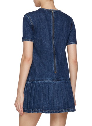 Back View - Click To Enlarge - SELF-PORTRAIT - Pleated Denim Mini Dress