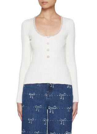 Main View - Click To Enlarge - SELF-PORTRAIT - Crystal Embellished Knit Top