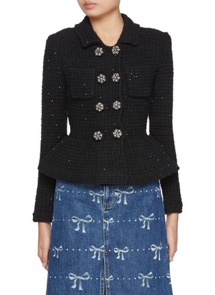 Main View - Click To Enlarge - SELF-PORTRAIT - Textured Knit Sequin Embellished Perlum Jacket