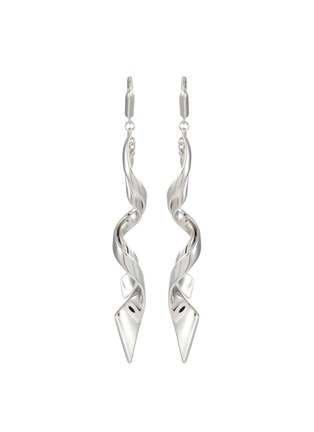 Main View - Click To Enlarge - EDDIE BORGO - Spiraled Ribbon Silver Toned Earrings