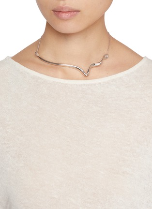Figure View - Click To Enlarge - EDDIE BORGO - Curled Silver Toned Necklace