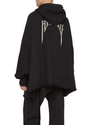 Back View - Click To Enlarge - RICK OWENS DRKSHDW - Porterville Jumbo Back Print Cotton Hoodie