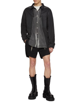 Figure View - Click To Enlarge - RICK OWENS DRKSHDW - Splintered Panel Cotton Shirt Jacket