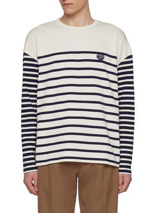 Main View - Click To Enlarge - MAISON LABICHE - Striped Logo Patch T-Shirt