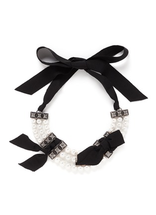 Main View - Click To Enlarge - LANVIN - Faux pearl grosgrain ribbon choker necklace
