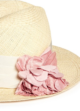 Detail View - Click To Enlarge - LANVIN - Grosgrain fleur panama hat