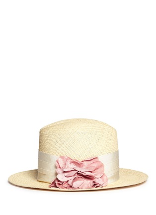 Figure View - Click To Enlarge - LANVIN - Grosgrain fleur panama hat