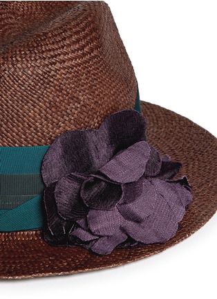 Detail View - Click To Enlarge - LANVIN - Grosgrain fleur panama hat