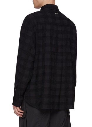 Back View - Click To Enlarge - SOLID HOMME - Checkered Fleece Wool Cotton Shirt