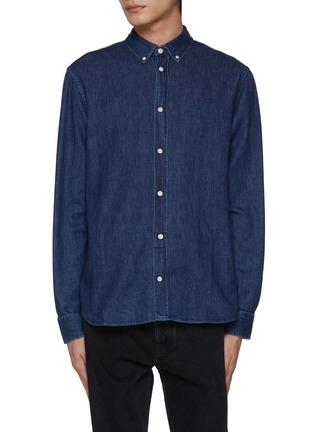 Main View - Click To Enlarge - DENHAM - Medium Wash Indigo Rinsed Cotton Shirt