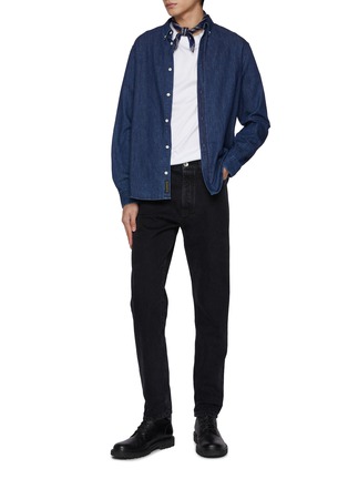 Figure View - Click To Enlarge - DENHAM - Medium Wash Indigo Rinsed Cotton Shirt