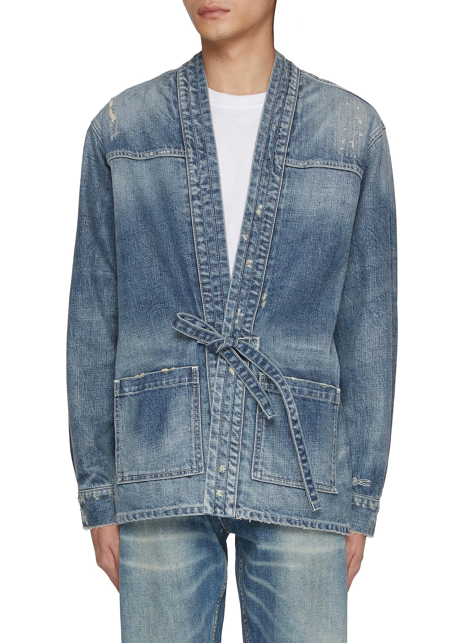 Fashion denim kimono men